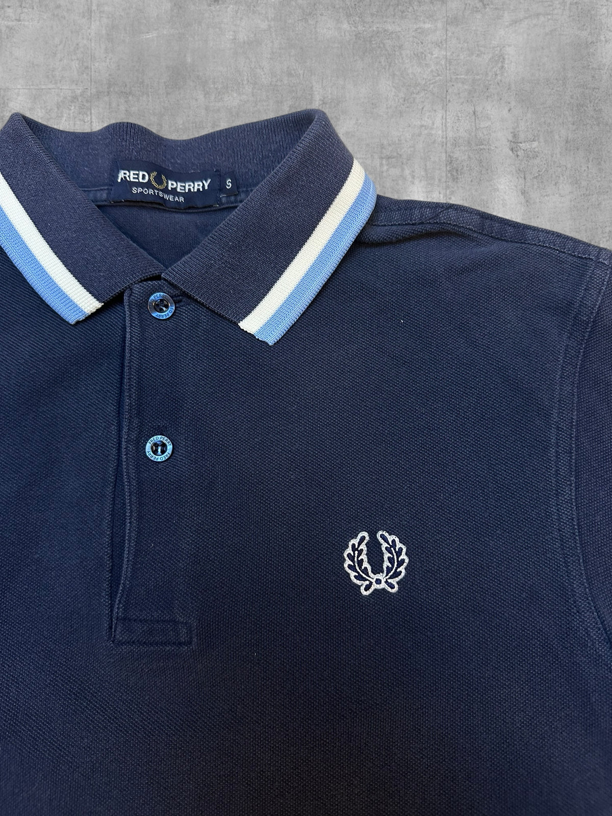 Vintage Fred Perry Polo Shirt Black Blue White S