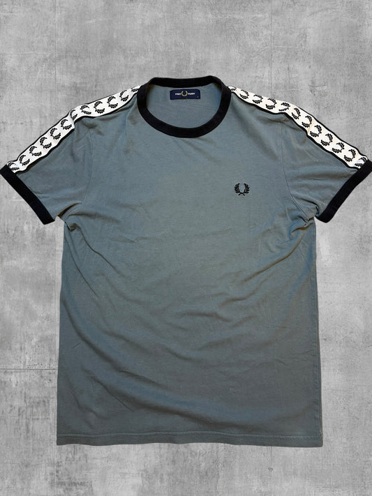 Fred Perry T-shirt Taped Grigio Turchese S