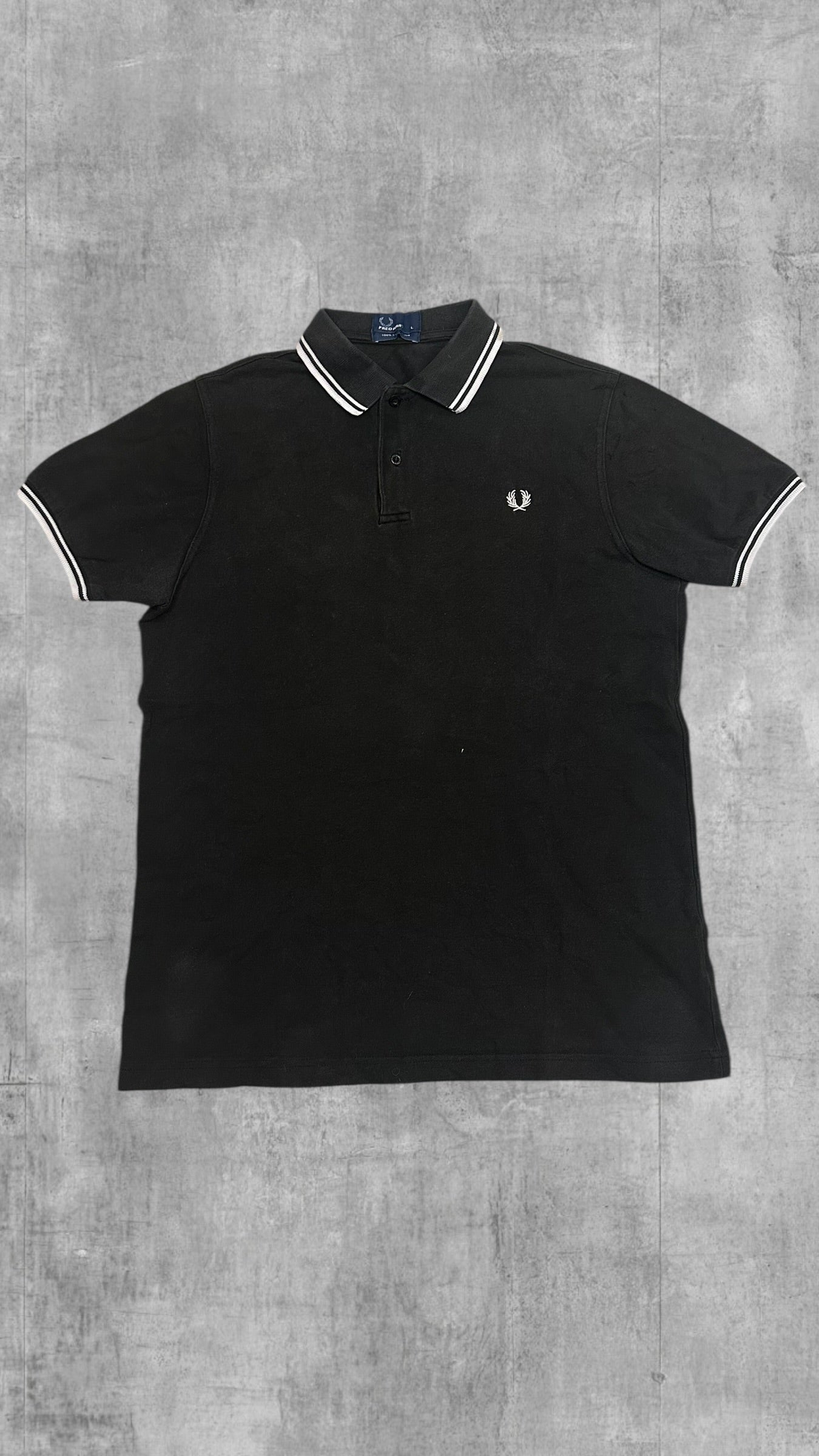 Fred Perry Polo Shirt Schwarz Weiß L