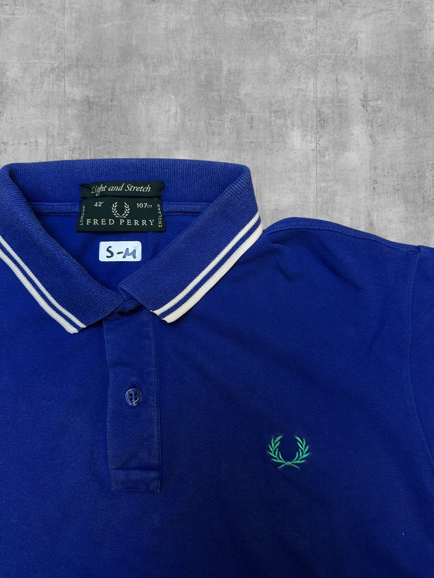 Fred Perry Polo Shirt Blau Weiß S -  M