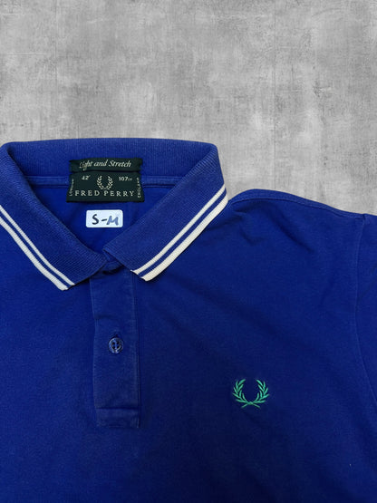 Fred Perry Polo Shirt Blau Weiß S -  M
