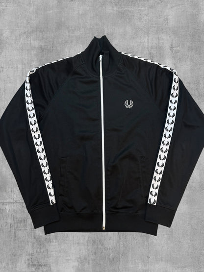 Fred Perry Vintage Trainingsjacke Taped Schwarz Weiß M