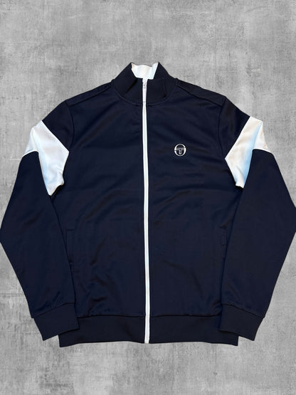 Sergio Tacchini Trainingsjacke Schwarzblau Weiß Backprint M