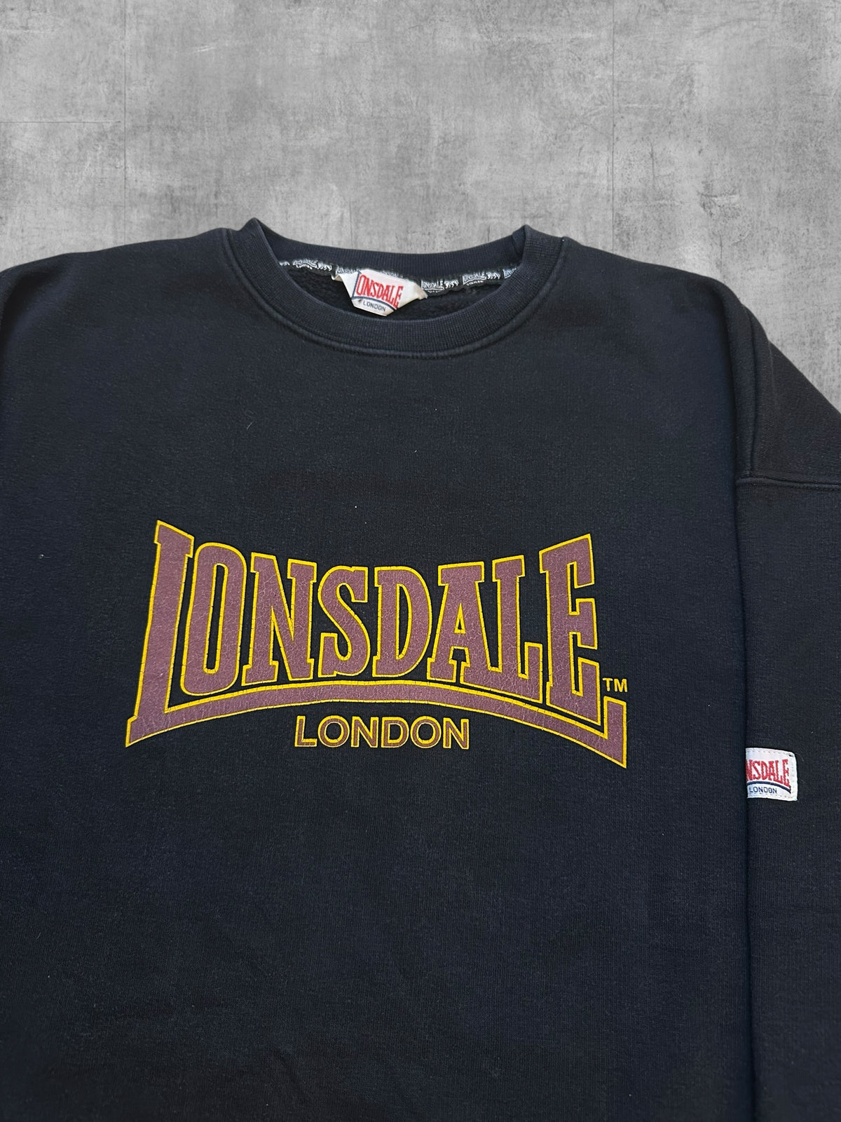 Lonsdale London Vintage Sudadera Negro Amarillo Rojo M