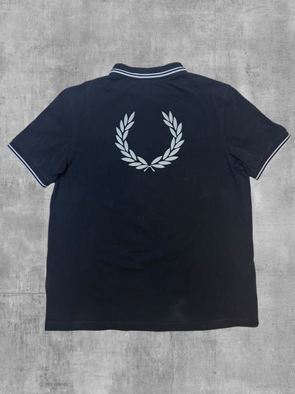 Fred Perry Backprint Polo Shirt Schwarz Weiß XL