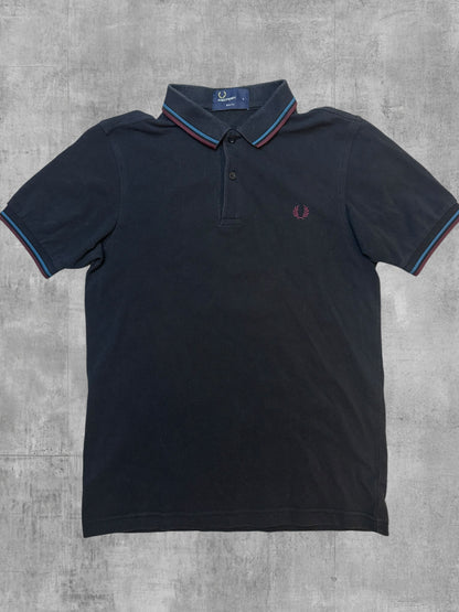 Fred Perry Polo Shirt Schwarz Weinrot Türkis S Slim Fit