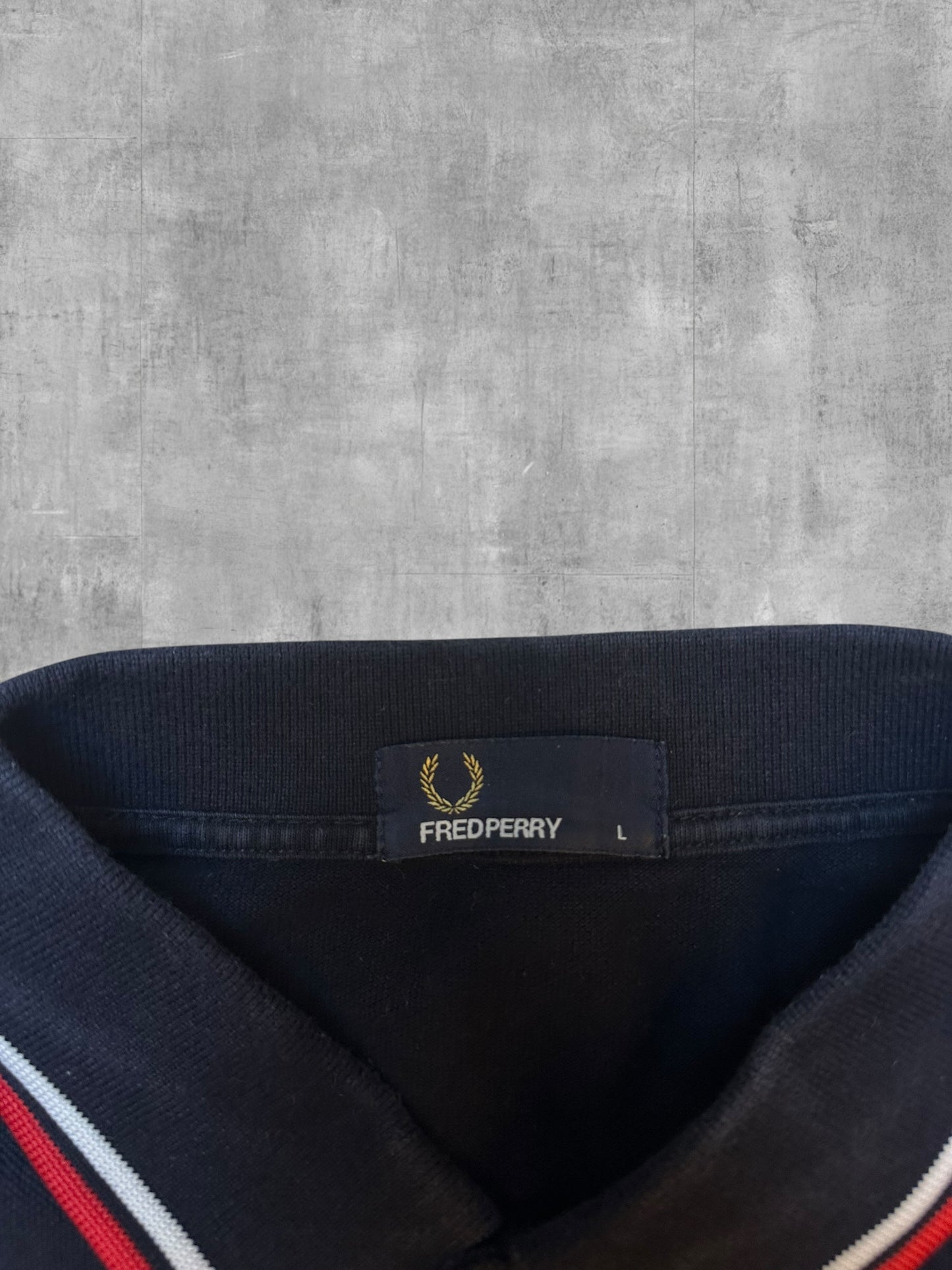 Fred Perry Polo Shirt Schwarz Rot Weiß L