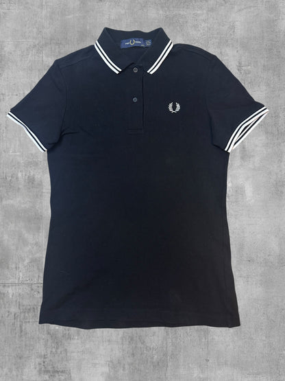 Fred Perry Polo Shirt Schwarz Weiß Frauengröße XS