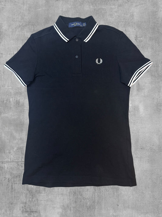 Fred Perry Polo Shirt Schwarz Weiß Frauengröße XS