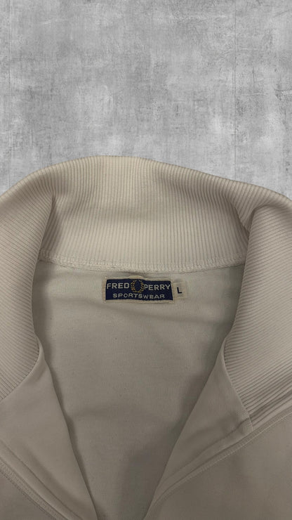 Fred Perry Trainingsjacke Taped Zip Jacke Weiß Hellblau L