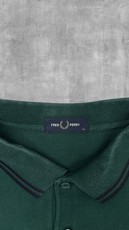 Fred Perry Polo Shirt Dunkelgrün Schwarz XL