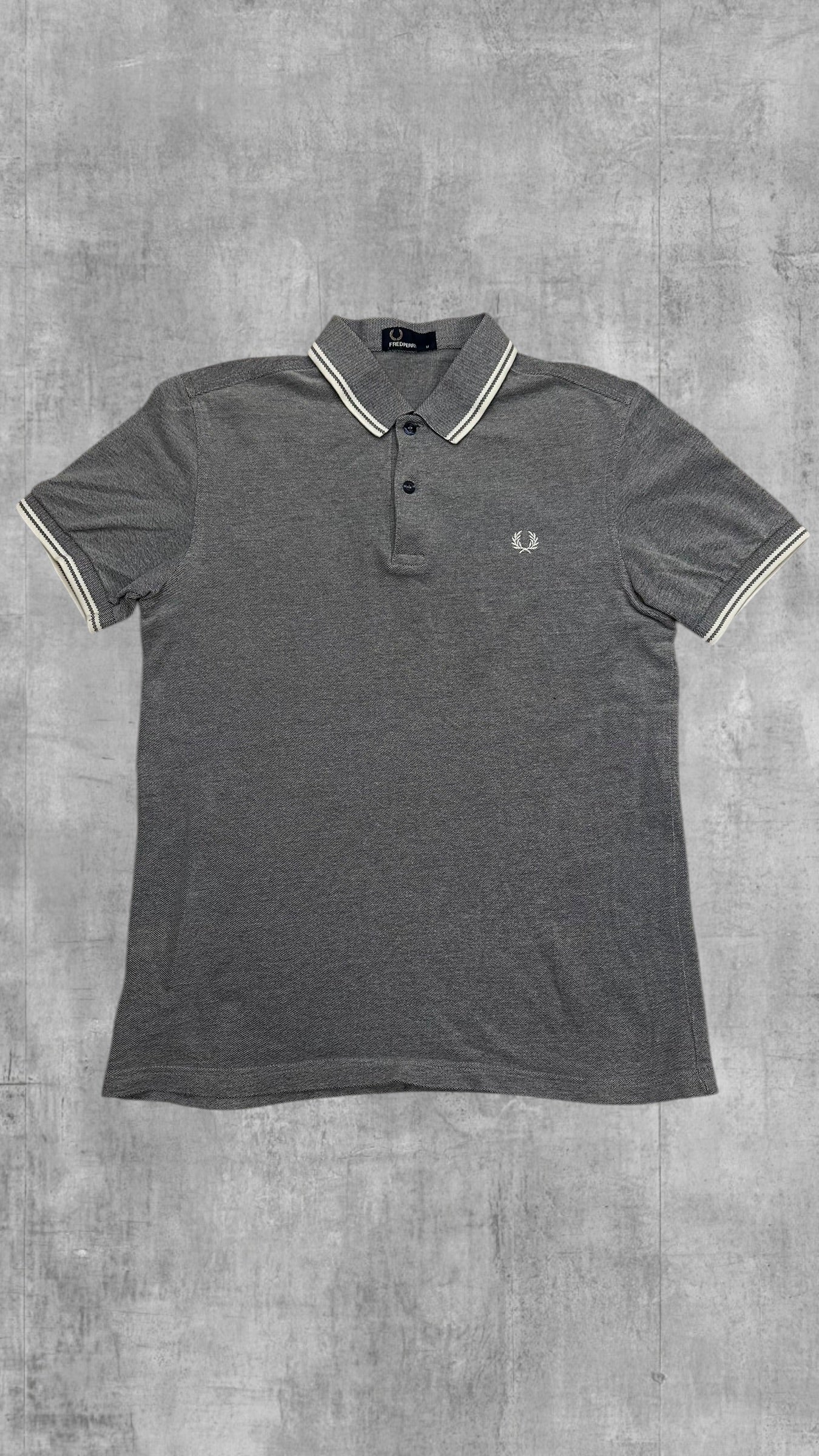 Fred Perry Polo Shirt Grau Weiß M