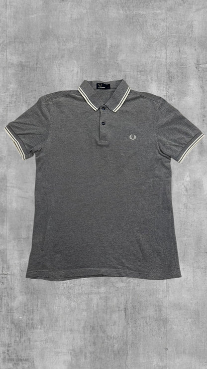 Fred Perry Polo Shirt Grau Weiß M