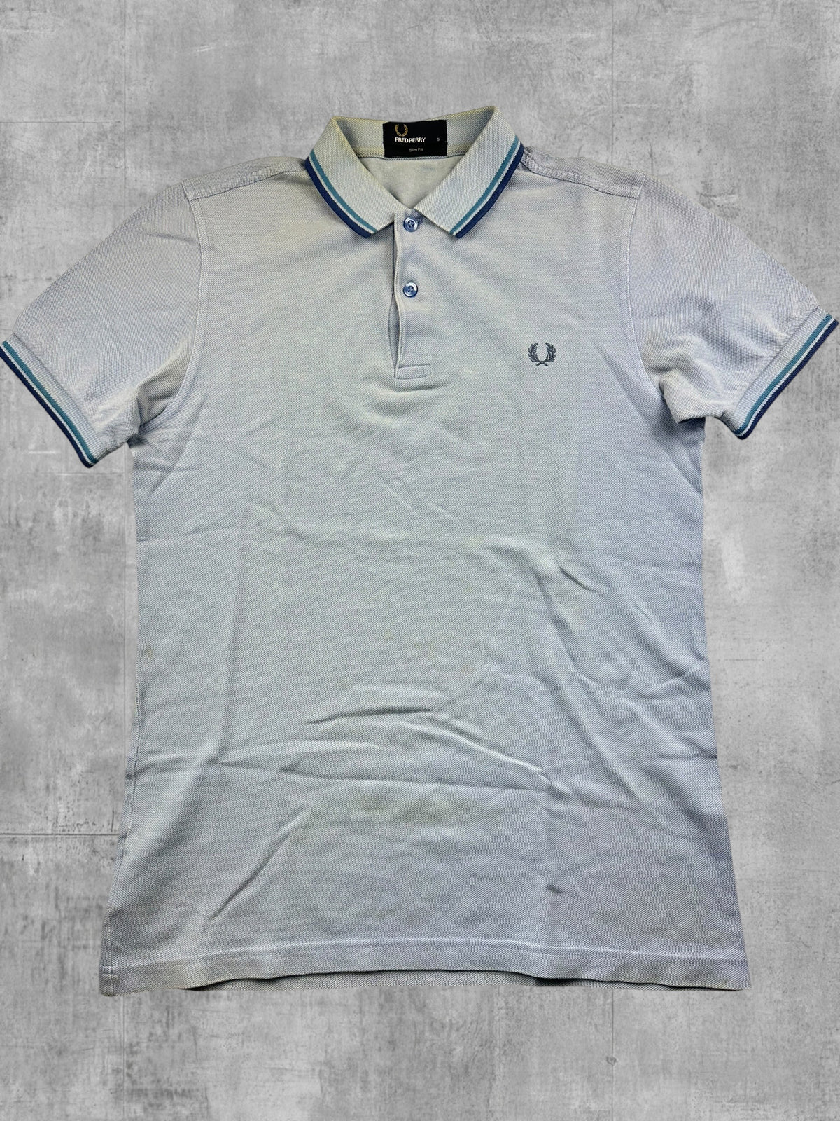 Fred Perry Polo Shirt Türkis Blau S Slim Fit