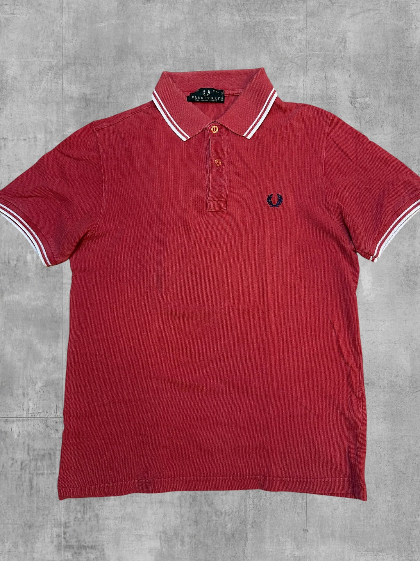 Fred Perry Polo Shirt Rot Weiß Navy Blau M