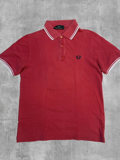 Fred Perry Polo Shirt Rot Weiß Navy Blau M