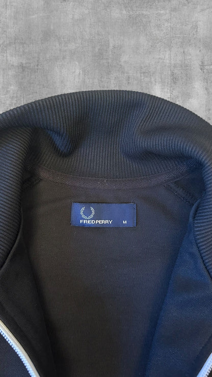Fred Perry Trainingsjacke Taped Zip Jacke Schwarz Weiß M