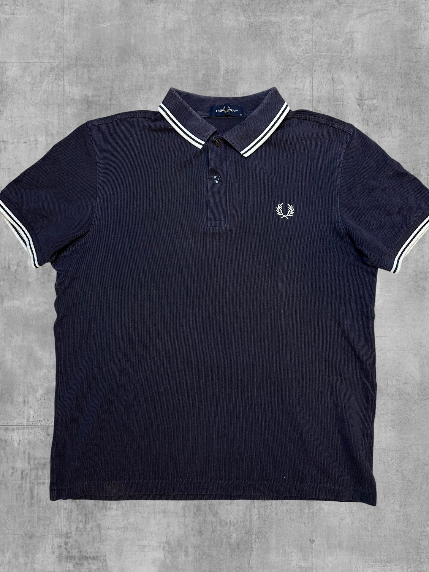Fred Perry Polo Shirt Schwarzblau Weiß M