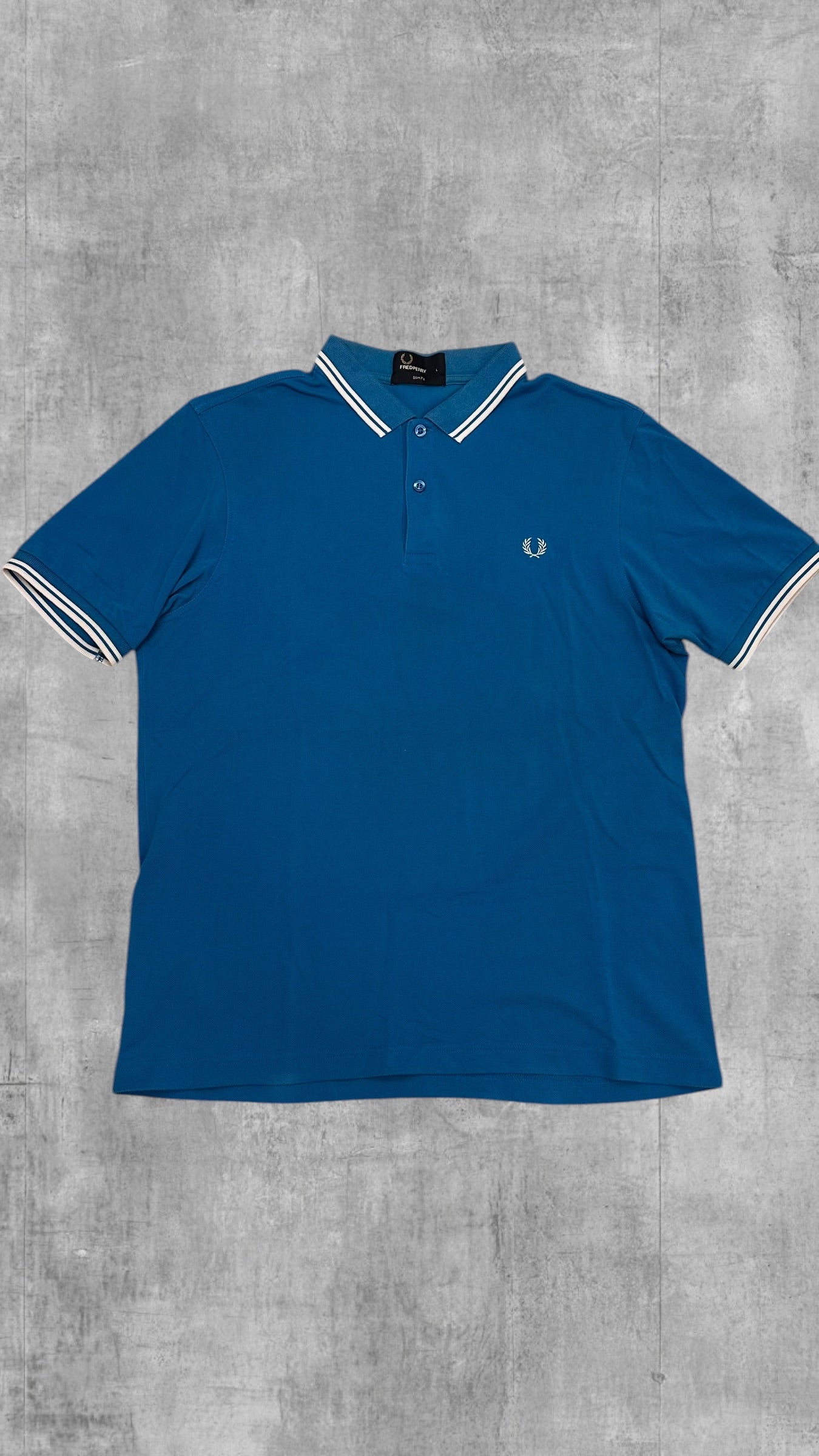 Fred Perry Polo Shirt Hellblau Weiß L Slim Fit