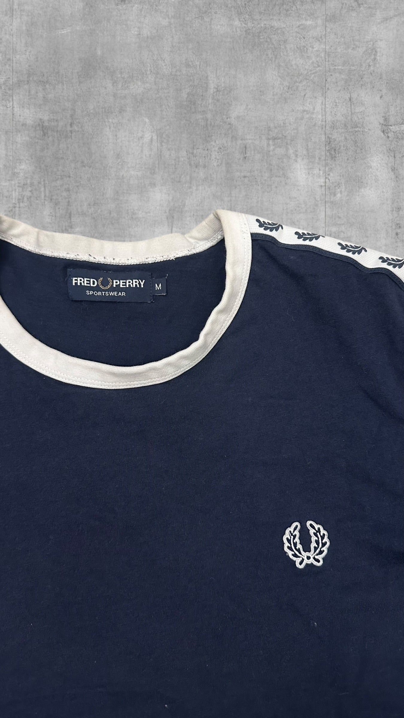 Fred Perry T-shirt taped Navy Blau Weiß M