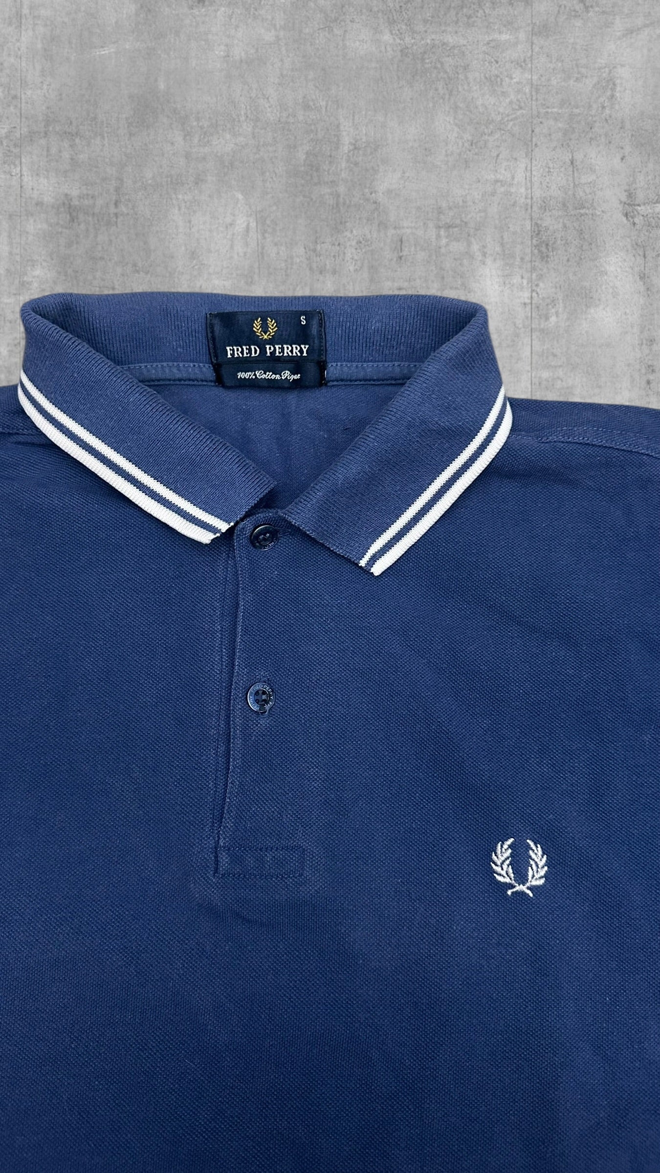 Fred Perry vintage Polo Shirt Blau Weiß S