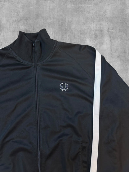 Fred Perry Vintage Trainingsjacke Taped Schwarz Weiß XL