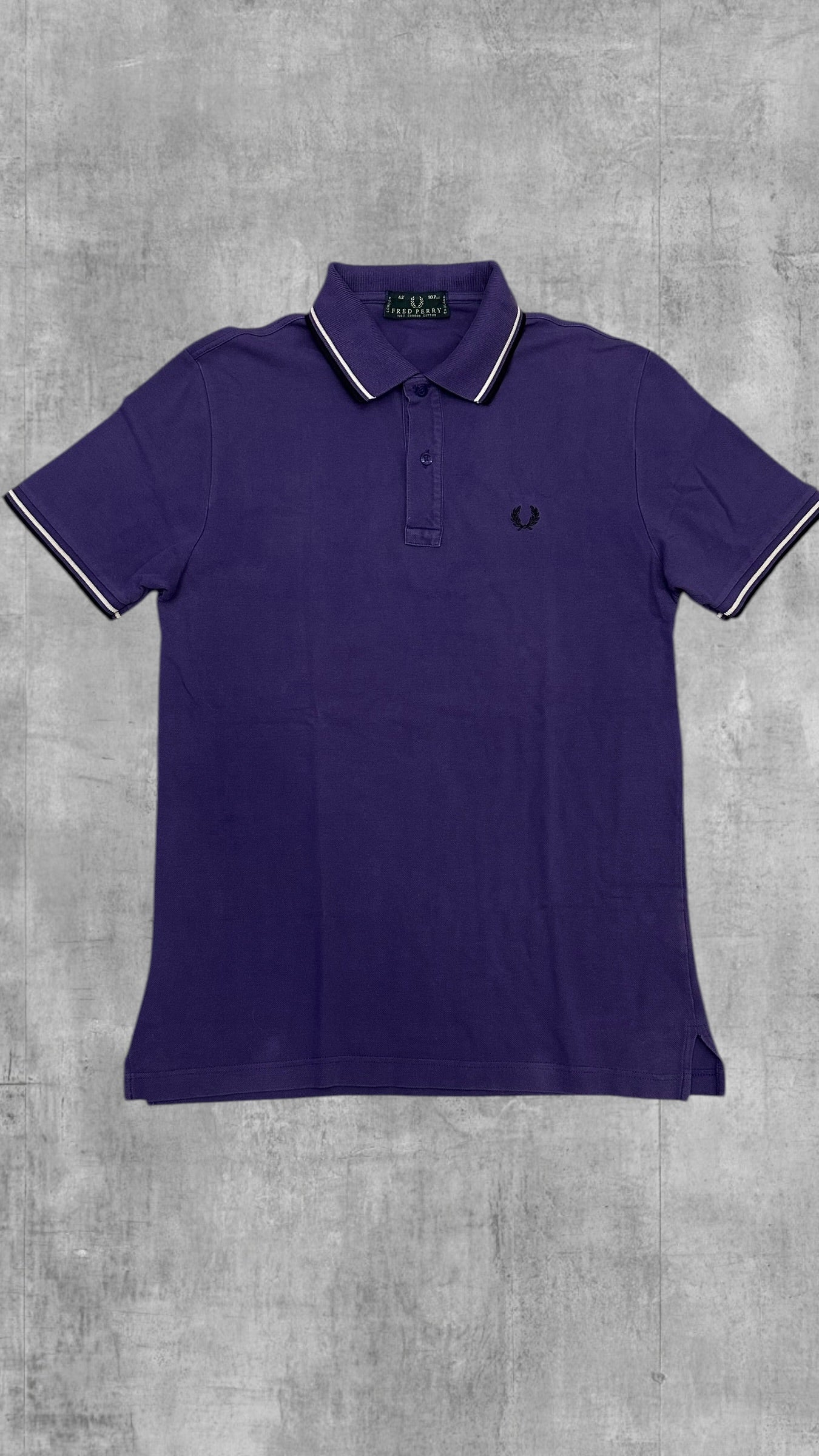 Fred Perry Polo Shirt Lila Schwarz Weiß M