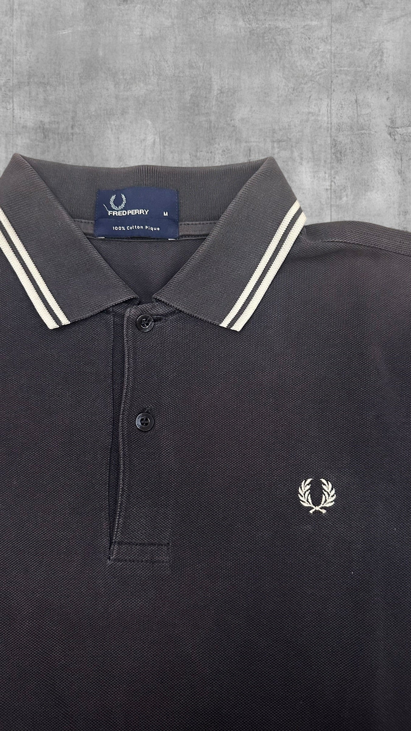 Fred Perry Polo Shirt Dunkelgrau Weiß M