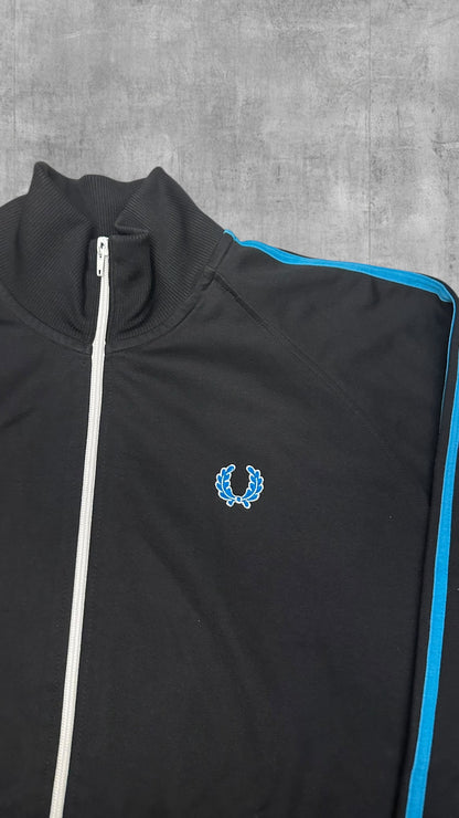 Fred Perry Vintage Trainingsjacke Taped Schwarz Hellblau XL