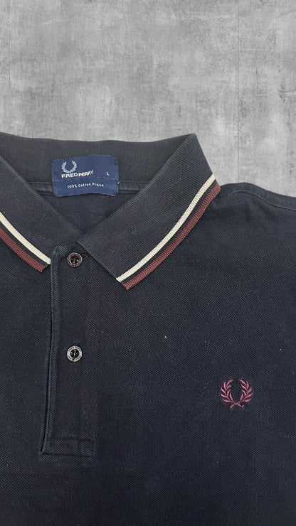 Fred Perry Polo Shirt Schwarz Weinrot L