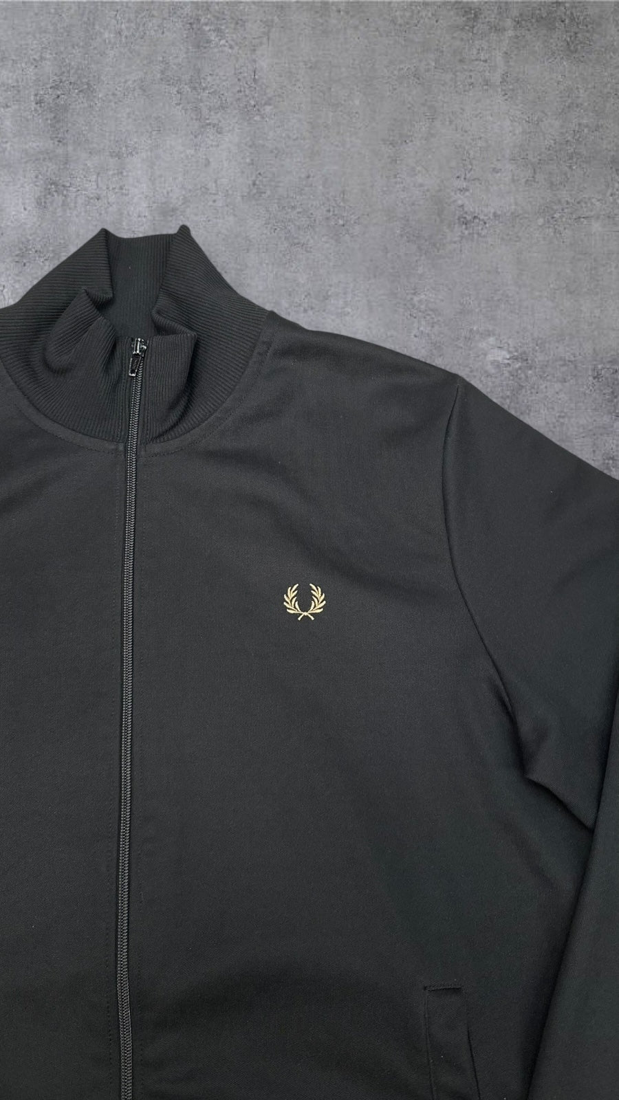 Fred Perry Trainingsjacke Backprint Zip Jacke Schwarz Gold XL