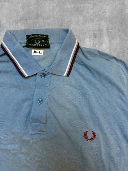 Fred Perry Polo Shirt Babyblau Weinrot M - L