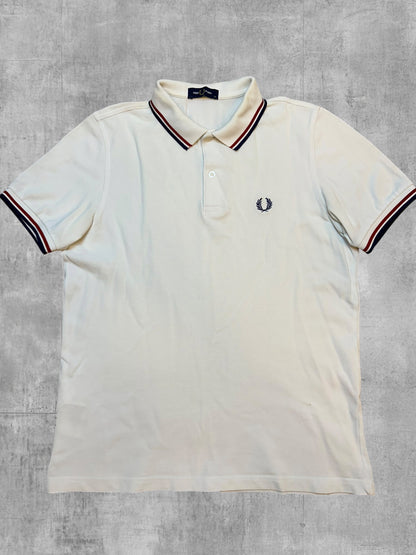 Fred Perry Polo Shirt Weiß Schwarz Rot M