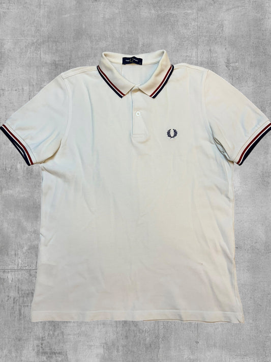 Fred Perry Polo Shirt Weiß Schwarz Rot M