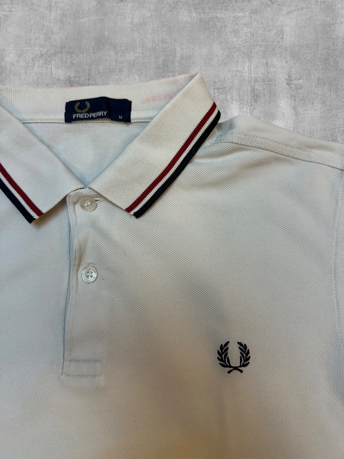 Fred Perry Polo Shirt Weiß Schwarz Rot