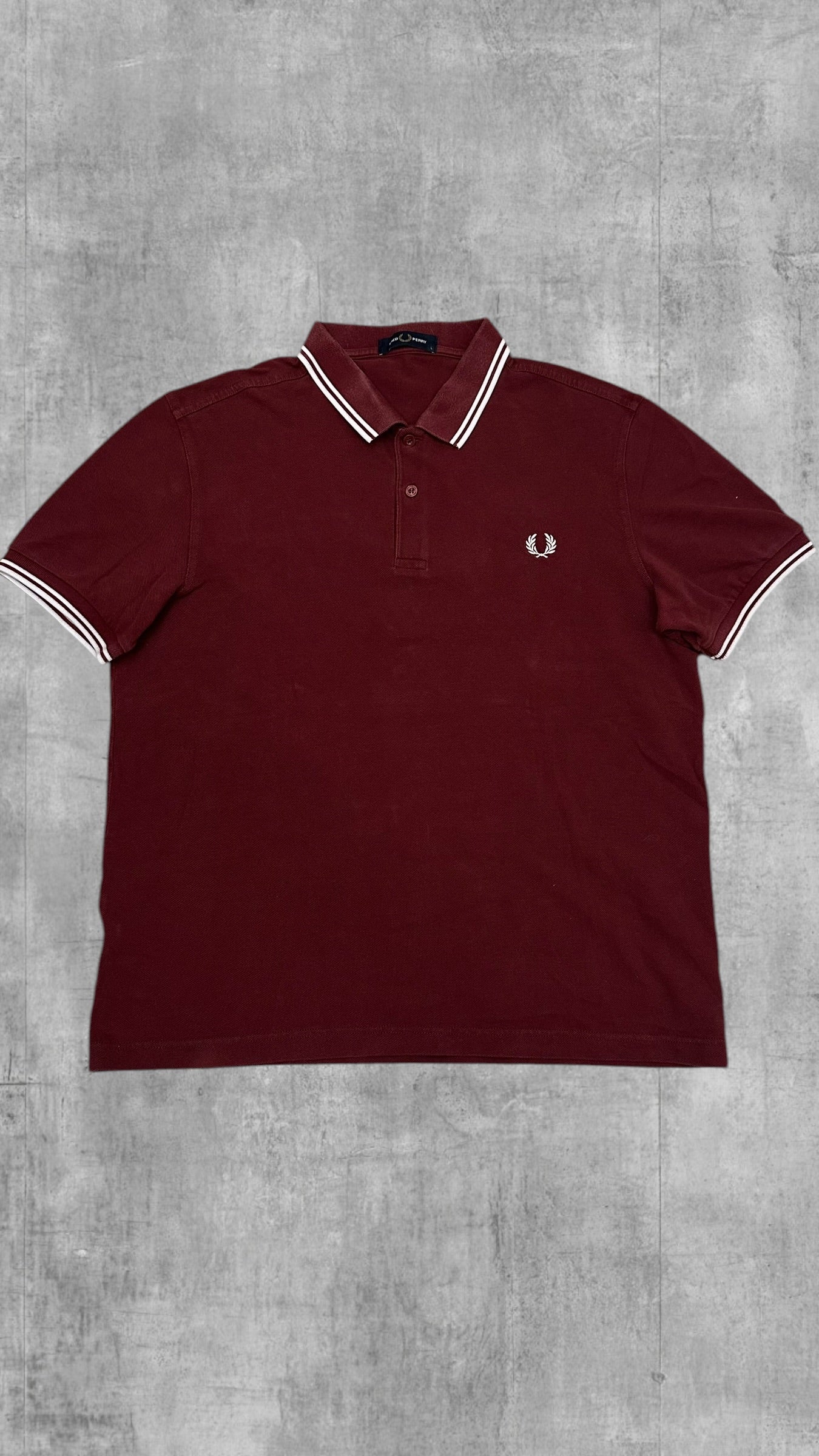 Fred Perry Polo Shirt Weinrot Weiß L