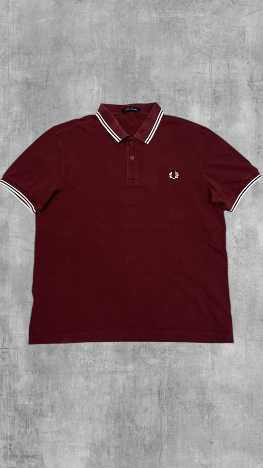 Fred Perry Polo Shirt Weinrot Weiß L