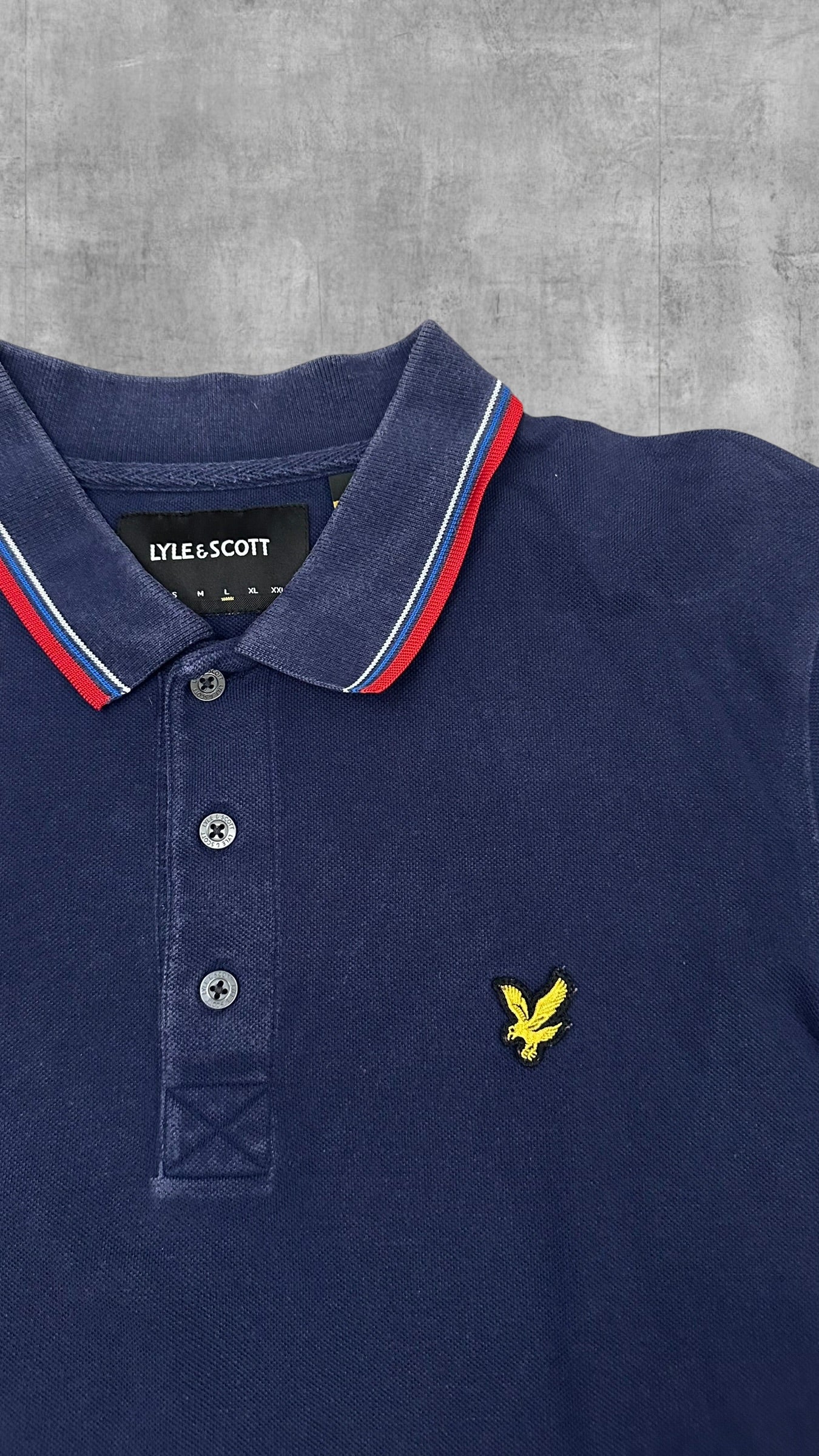Lyle & Scott Polo Shirt Navy Blau Rot Weiß L