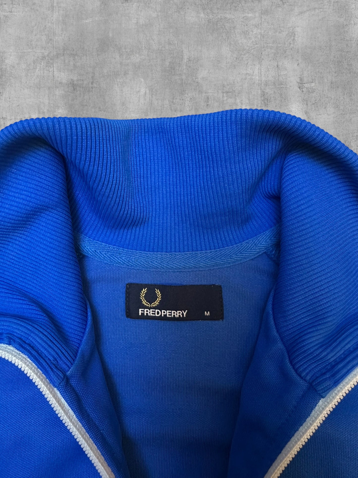Fred Perry Vintage Trainingsjacke Taped Blau Schwarz Weiß M