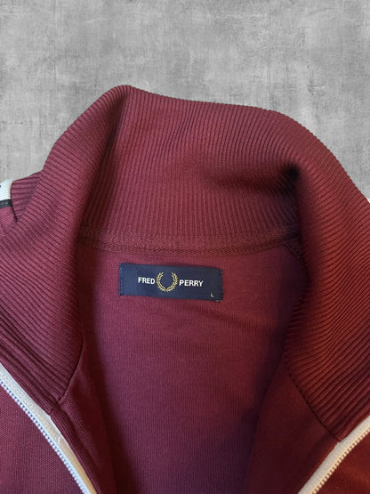 Fred Perry Trainingsjacke Taped Weinrot Weiß Schwarz L