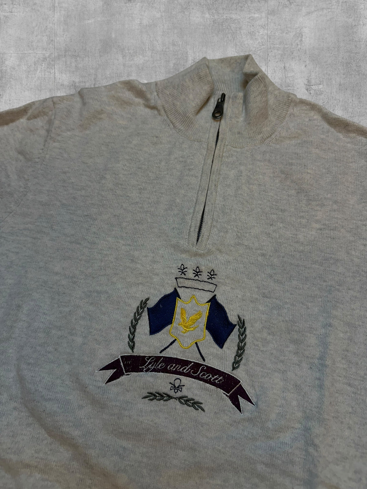 Lyle & Scott Vintage Quarter Zip Sweater Hellgrau M
