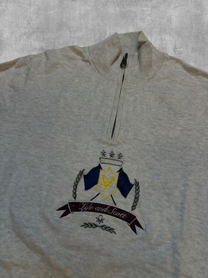 Lyle & Scott Vintage Quarter Zip Sweater Hellgrau M