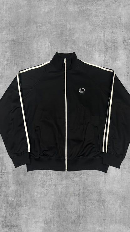 Fred Perry Vintage Trainingsjacke Taped Schwarz Weiß L