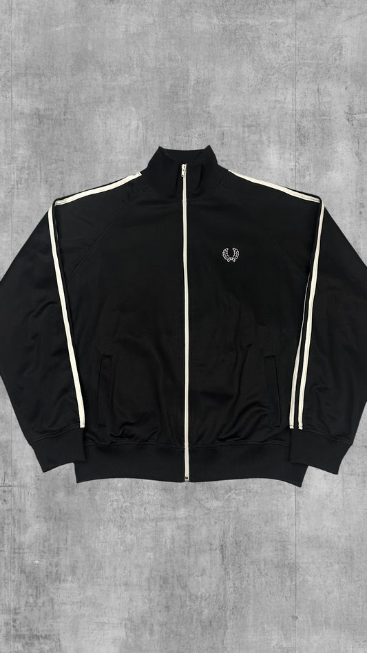 Fred Perry Vintage Trainingsjacke Taped Schwarz Weiß L
