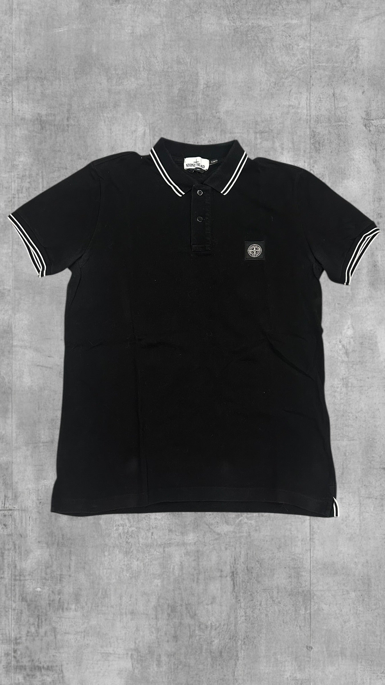 Stone Island Polo Shirt Schwarz Weiß L