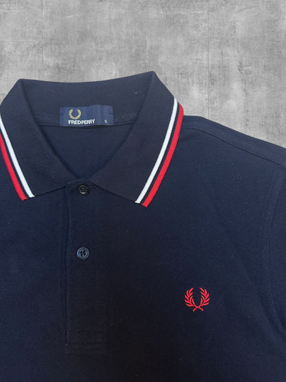 Fred Perry Polo Shirt Schwarz Rot Weiß S