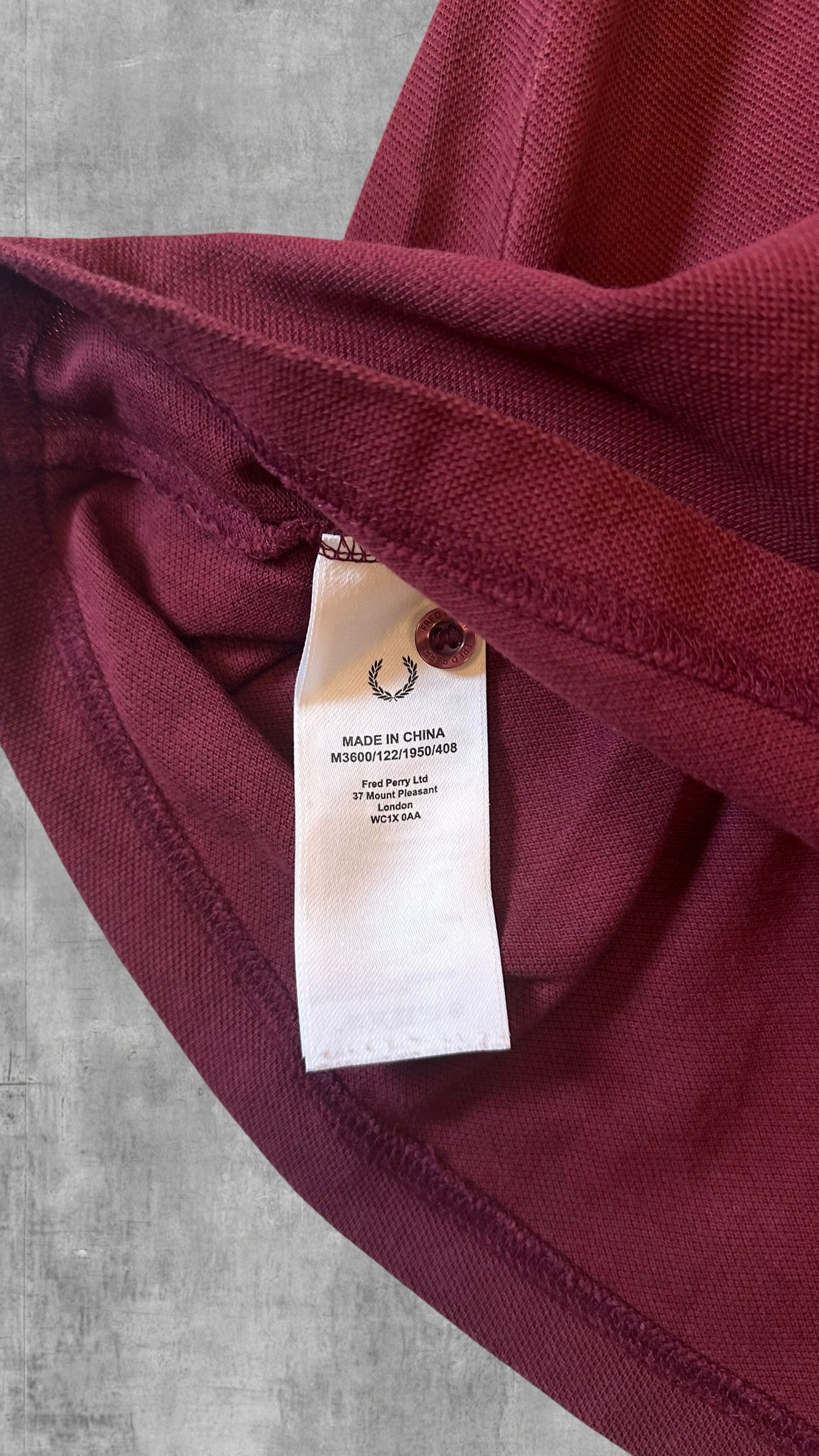Fred Perry Polo Shirt Weinrot Weiß L