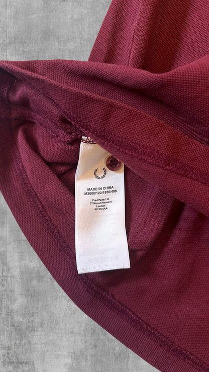 Fred Perry Polo Shirt Weinrot Weiß L