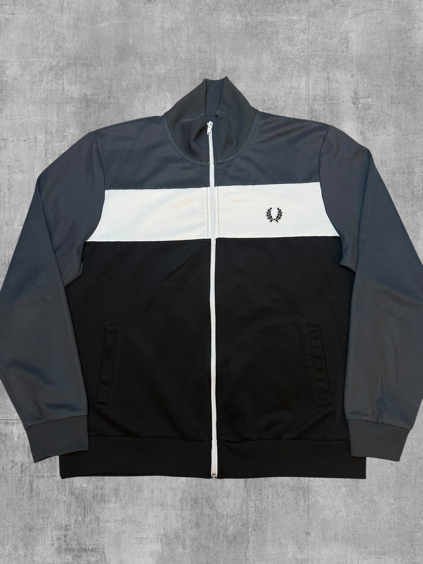 Fred Perry Trainingsjacke Grau Schwarz Weiß XL