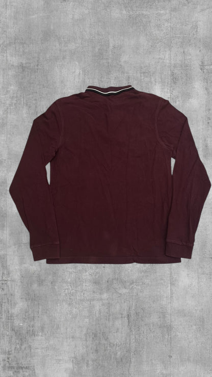 Fred Perry Polo Shirt Langsrm Weinrot M Slim Fit